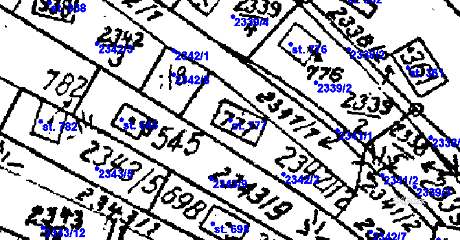 Parcela st. 777 v KÚ Radějov u Strážnice, Katastrální mapa