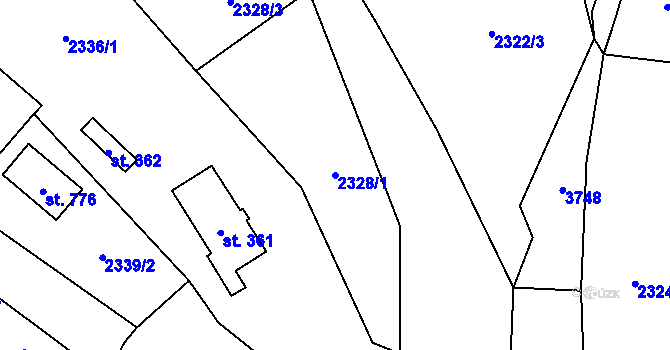 Parcela st. 2328/1 v KÚ Radějov u Strážnice, Katastrální mapa