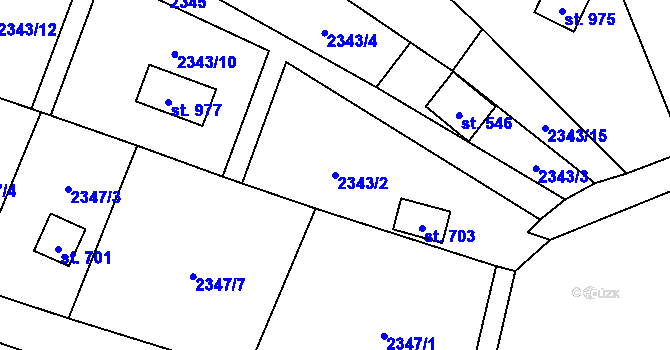 Parcela st. 2343/2 v KÚ Radějov u Strážnice, Katastrální mapa