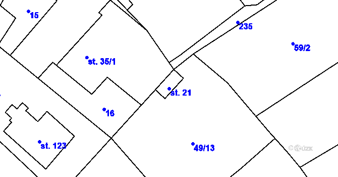 Parcela st. 21 v KÚ Olešky, Katastrální mapa