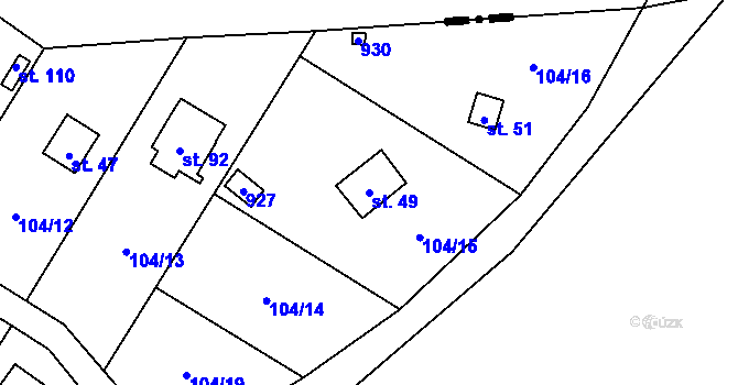 Parcela st. 49 v KÚ Olešky, Katastrální mapa