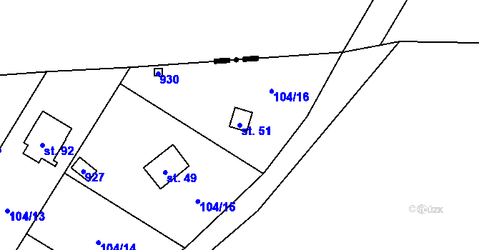 Parcela st. 51 v KÚ Olešky, Katastrální mapa
