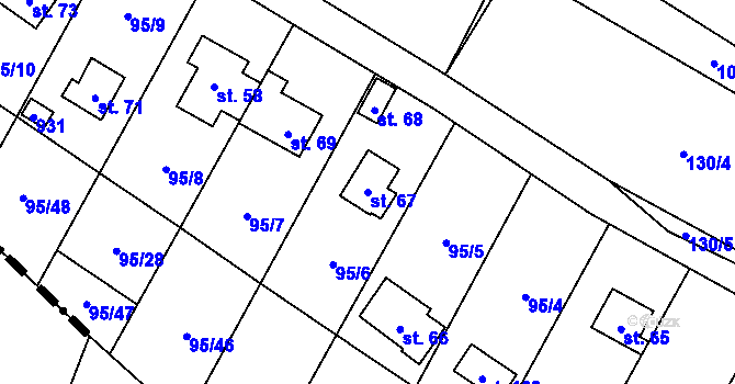 Parcela st. 67 v KÚ Olešky, Katastrální mapa