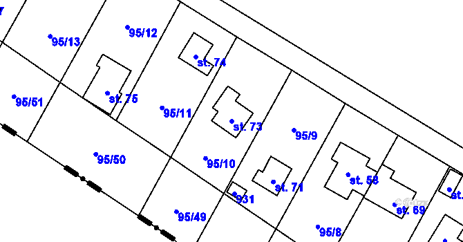 Parcela st. 73 v KÚ Olešky, Katastrální mapa