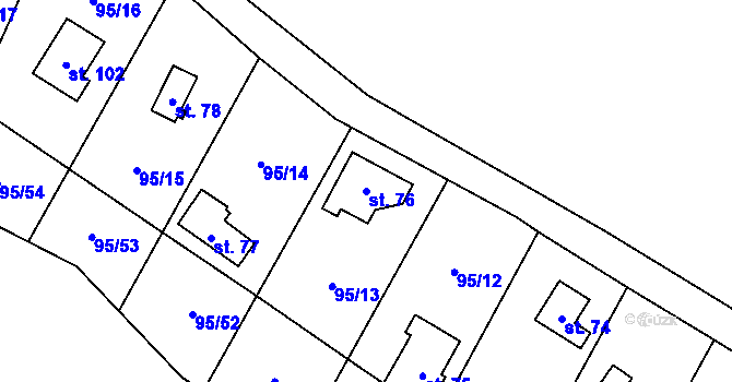 Parcela st. 76 v KÚ Olešky, Katastrální mapa