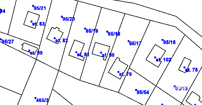 Parcela st. 80 v KÚ Olešky, Katastrální mapa