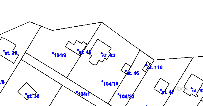 Parcela st. 93 v KÚ Olešky, Katastrální mapa