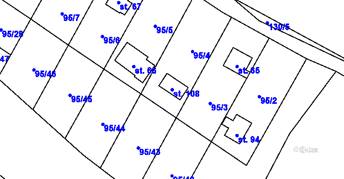 Parcela st. 108 v KÚ Olešky, Katastrální mapa