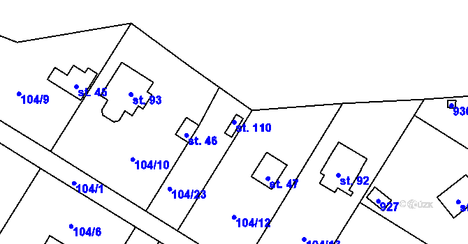 Parcela st. 110 v KÚ Olešky, Katastrální mapa