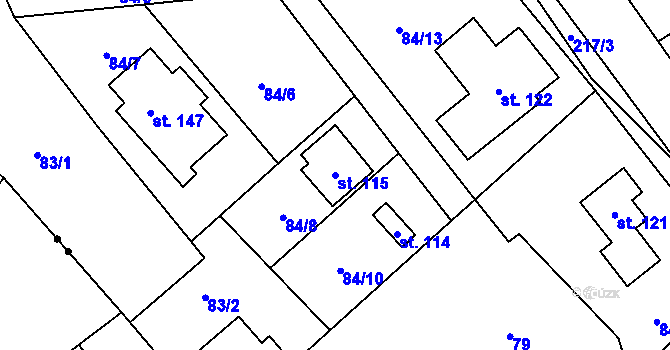 Parcela st. 115 v KÚ Olešky, Katastrální mapa