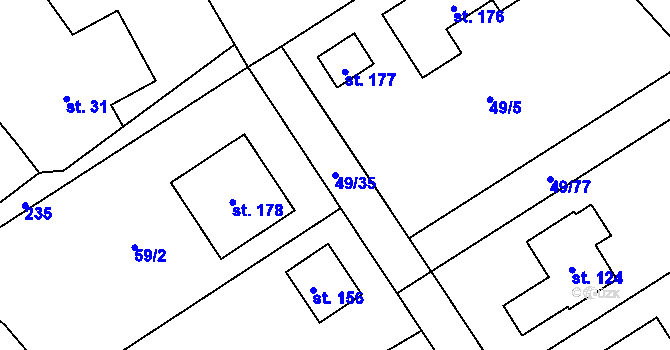 Parcela st. 49/35 v KÚ Olešky, Katastrální mapa