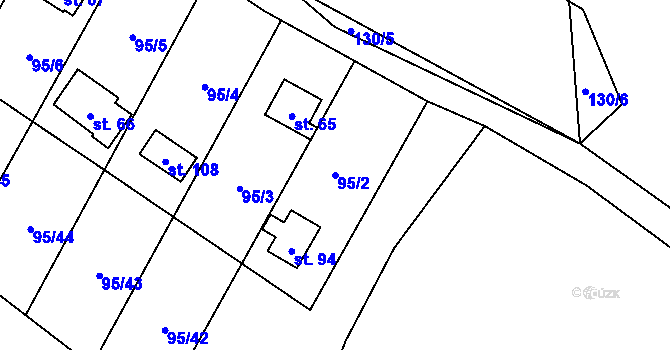 Parcela st. 95/2 v KÚ Olešky, Katastrální mapa