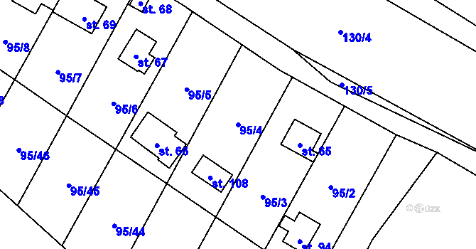 Parcela st. 95/4 v KÚ Olešky, Katastrální mapa