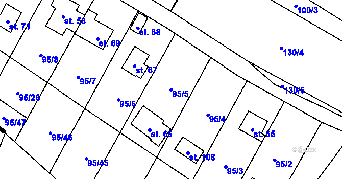 Parcela st. 95/5 v KÚ Olešky, Katastrální mapa