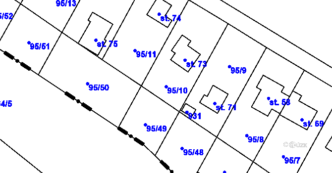 Parcela st. 95/10 v KÚ Olešky, Katastrální mapa