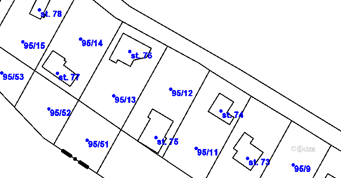 Parcela st. 95/12 v KÚ Olešky, Katastrální mapa