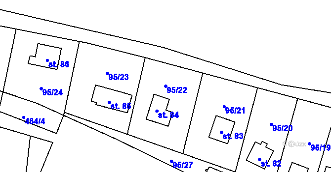 Parcela st. 95/22 v KÚ Olešky, Katastrální mapa