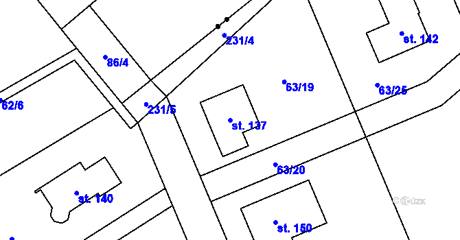 Parcela st. 137 v KÚ Olešky, Katastrální mapa