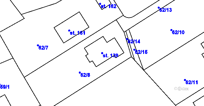 Parcela st. 139 v KÚ Olešky, Katastrální mapa
