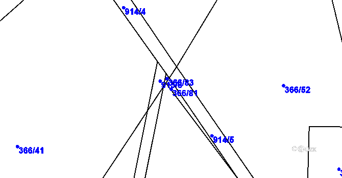 Parcela st. 366/81 v KÚ Radějovice, Katastrální mapa