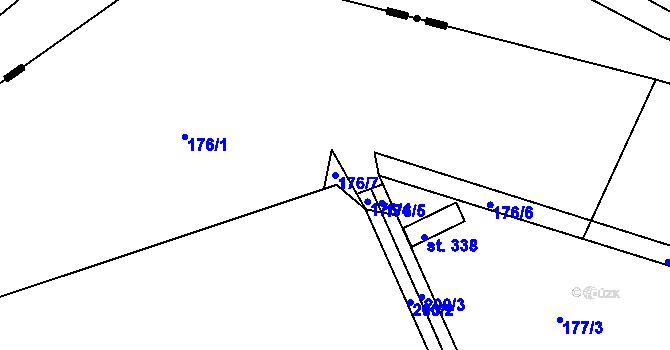 Parcela st. 176/7 v KÚ Radějovice, Katastrální mapa
