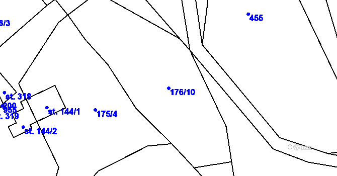 Parcela st. 176/10 v KÚ Radějovice, Katastrální mapa