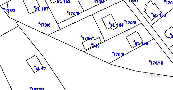 Parcela st. 282 v KÚ Radějovice, Katastrální mapa