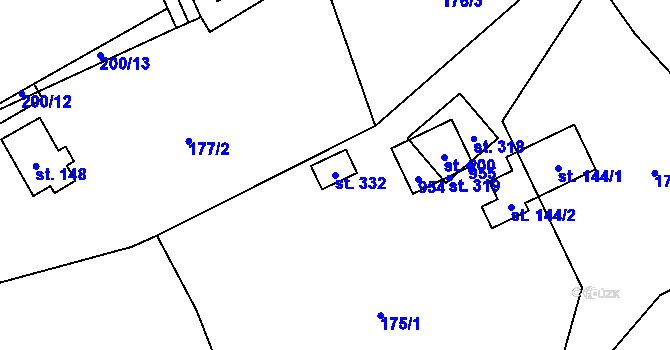 Parcela st. 332 v KÚ Radějovice, Katastrální mapa