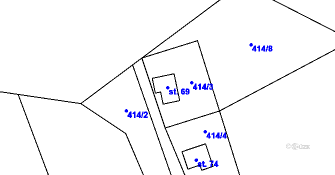 Parcela st. 69 v KÚ Radenice, Katastrální mapa