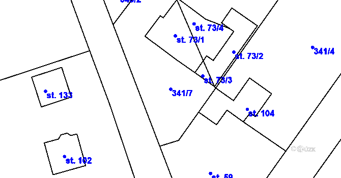 Parcela st. 341/7 v KÚ Radenice, Katastrální mapa