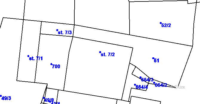 Parcela st. 7/2 v KÚ Bítov u Radenína, Katastrální mapa