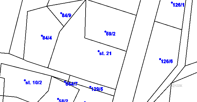 Parcela st. 21 v KÚ Bítov u Radenína, Katastrální mapa