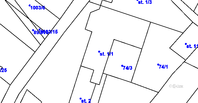 Parcela st. 1/1 v KÚ Radenín, Katastrální mapa