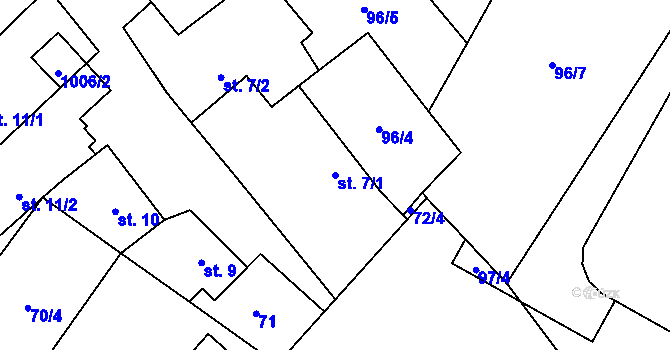 Parcela st. 7/1 v KÚ Radenín, Katastrální mapa