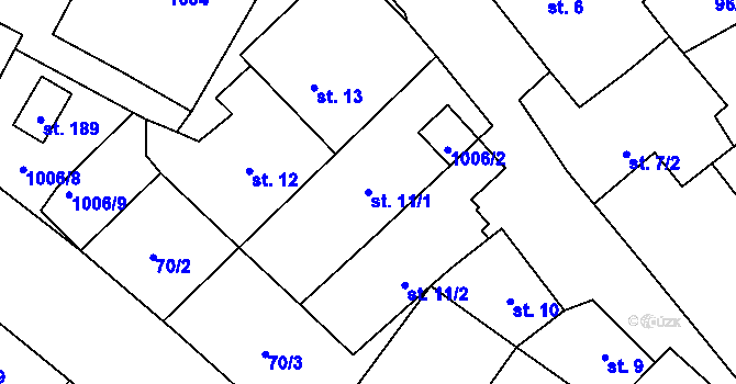 Parcela st. 11/1 v KÚ Radenín, Katastrální mapa