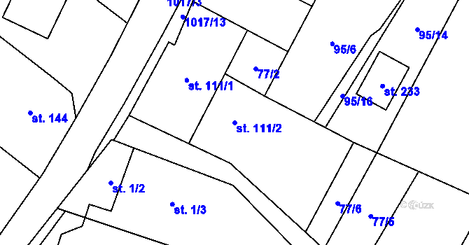 Parcela st. 111/2 v KÚ Radenín, Katastrální mapa
