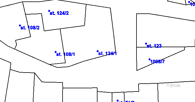 Parcela st. 124/1 v KÚ Radenín, Katastrální mapa