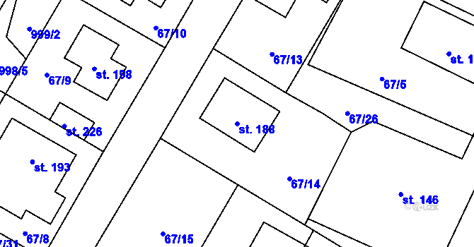 Parcela st. 188 v KÚ Radenín, Katastrální mapa