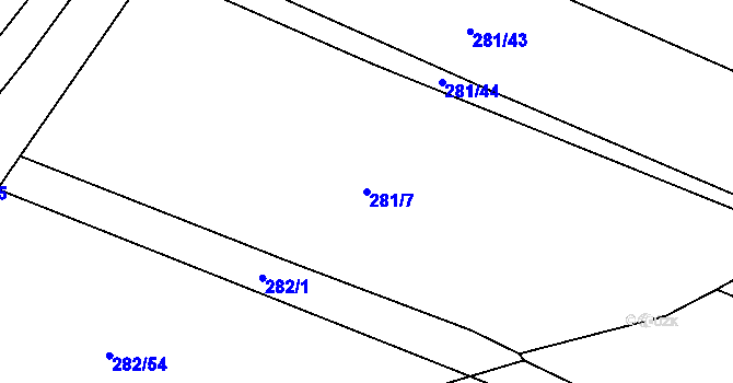 Parcela st. 281/7 v KÚ Radenín, Katastrální mapa