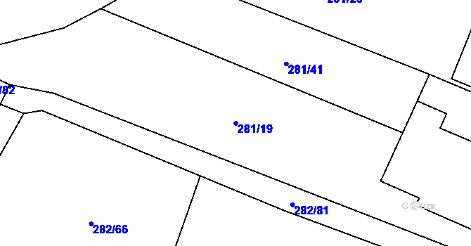 Parcela st. 281/19 v KÚ Radenín, Katastrální mapa