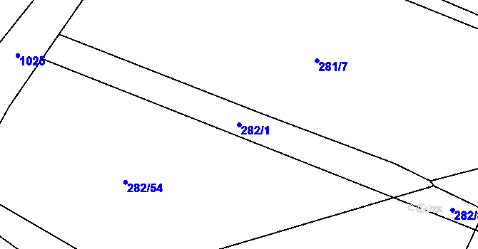 Parcela st. 282/1 v KÚ Radenín, Katastrální mapa