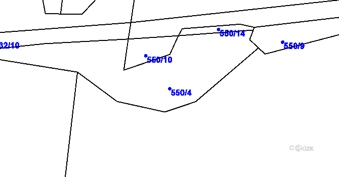 Parcela st. 550/4 v KÚ Radenín, Katastrální mapa