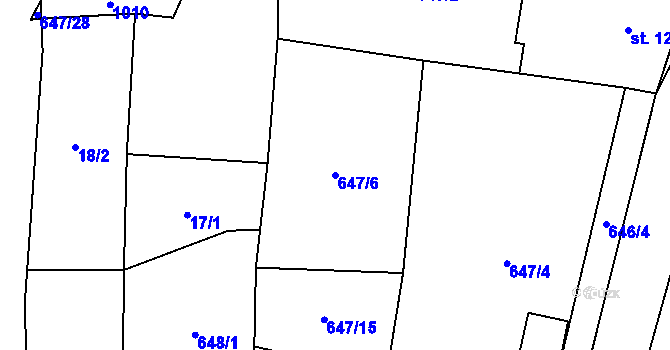 Parcela st. 647/6 v KÚ Radenín, Katastrální mapa