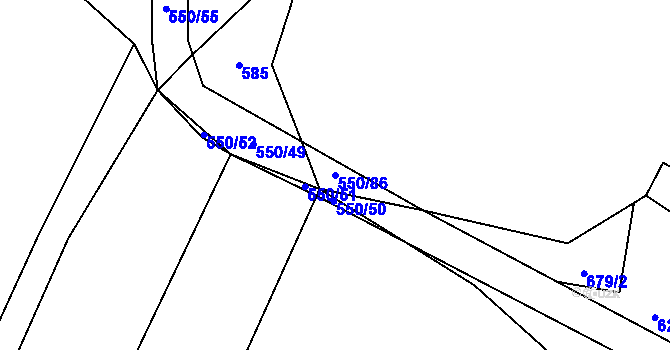 Parcela st. 550/86 v KÚ Radenín, Katastrální mapa