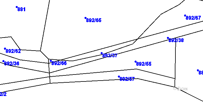 Parcela st. 892/37 v KÚ Radenín, Katastrální mapa