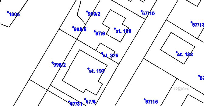 Parcela st. 226 v KÚ Radenín, Katastrální mapa
