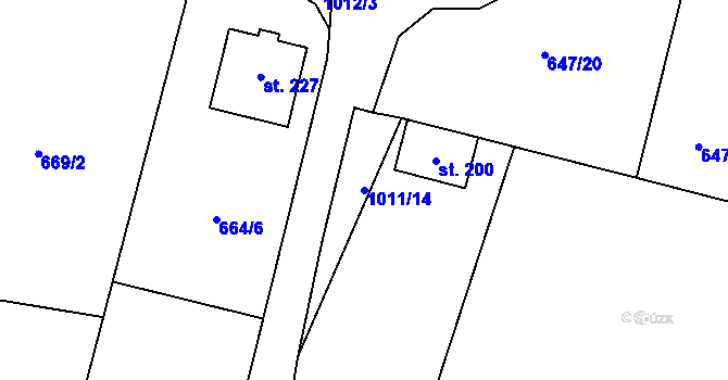 Parcela st. 1011/14 v KÚ Radenín, Katastrální mapa