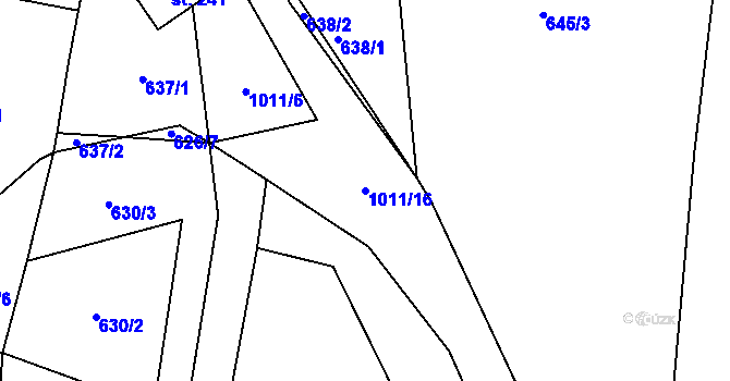Parcela st. 1011/16 v KÚ Radenín, Katastrální mapa