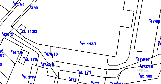 Parcela st. 113/1 v KÚ Radešín u Martiněvsi, Katastrální mapa