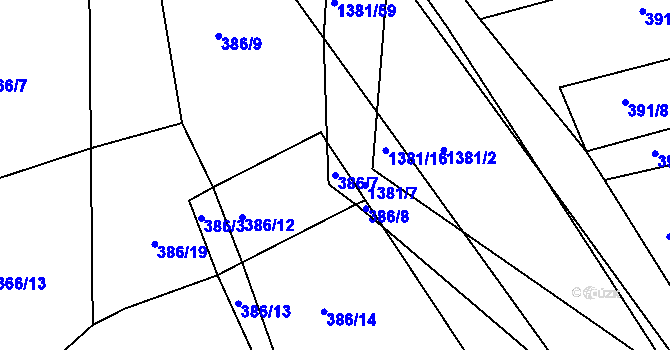Parcela st. 386/7 v KÚ Radešínská Svratka, Katastrální mapa